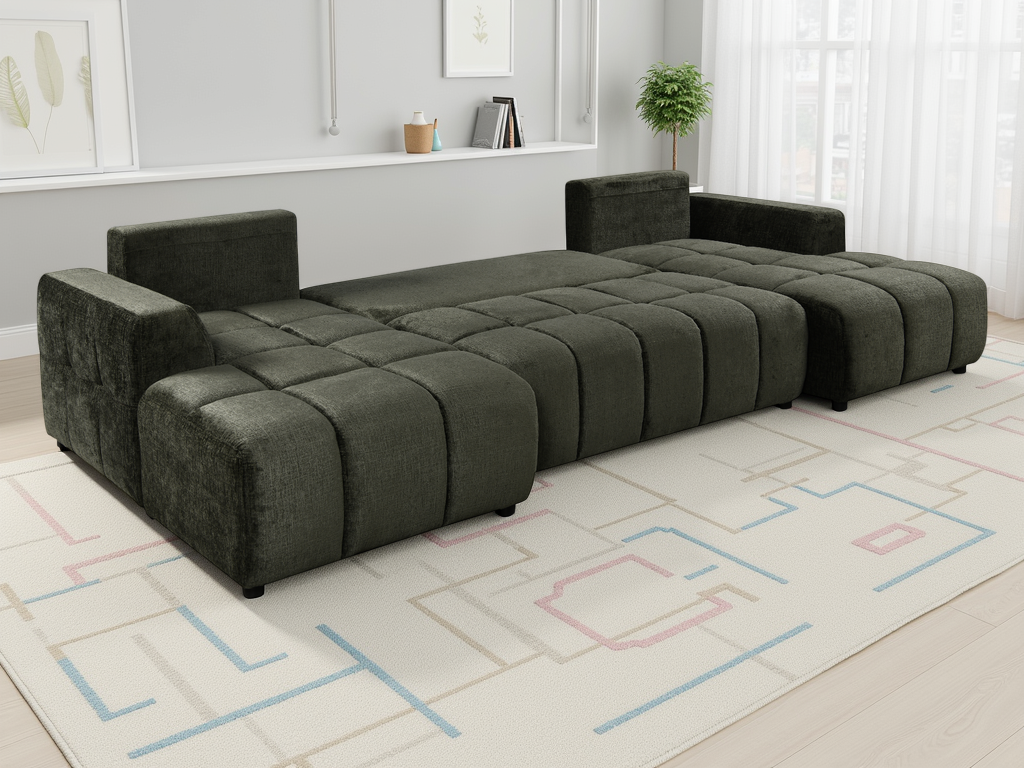 Shanghai Luxury Green U Shape Corner Sofabed
