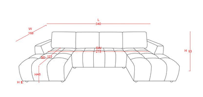Shanghai Luxury Grey U Shape Corner Sofabed