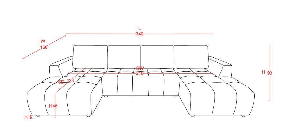 Shanghai Luxury Green U Shape Corner Sofabed